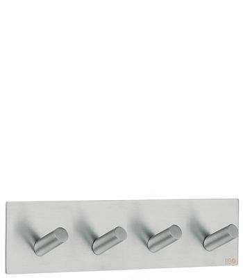 Beslagsboden Design Steel Square Self-Adhesive Quadruple Hook - Brushed Stainless Steel