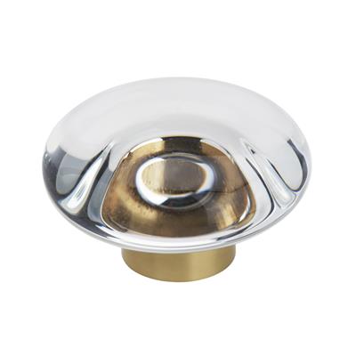 Amerock Glacio 1-3/4 Inch Flat Cabinet Knob Clear/Champagne Bronze