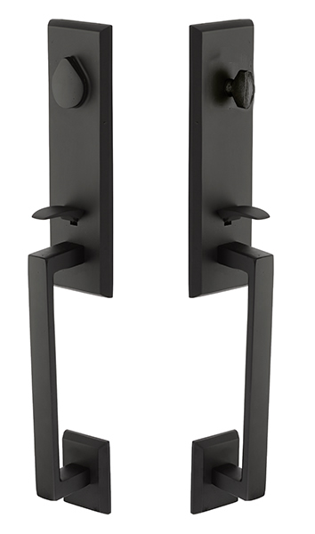 Emtek Rustic Modern Rectangular Monolithic Grip By Grip Entrance Handleset