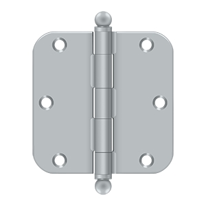 Deltana 3 1/2 x 3 1/2 Inch 5/8 Inch Radius Corner with Ball Tips Steel Hinge - Pair