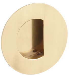 Emtek Brass Round Flush Pull with Half Moon Pocket