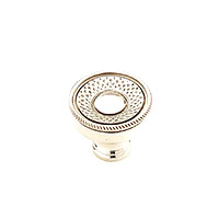 Schaub Sonata 1 1/4 inch Speckled Engraved Cabinet Knob in White Brass