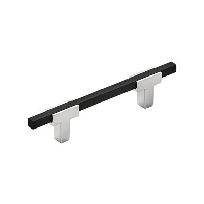 Amerock Urbanite 3-3/4 Inch cc Cabinet Pull Polished Chrome/Brushed Matte Black