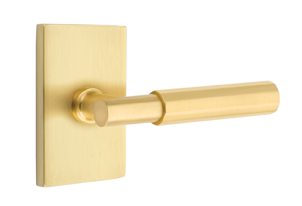 Emtek Faceted T-Bar Style Door Lever with Rectangular Rosette