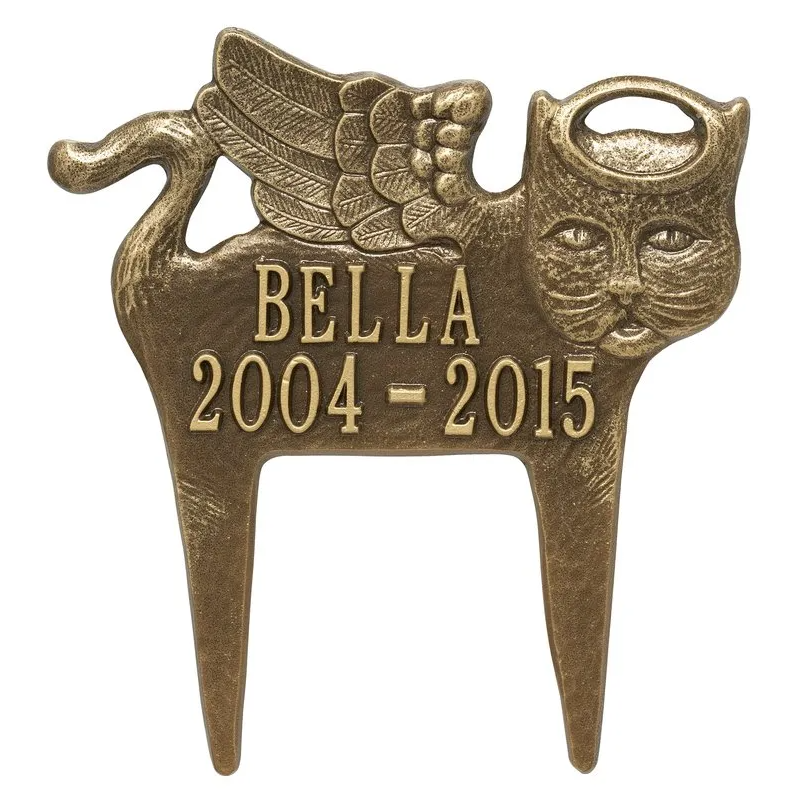 Whitehall Angel Cat Pet Memorial Standard Lawn Two Line