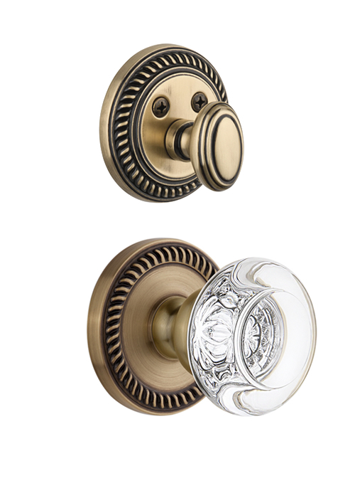 Grandeur Newport Handleset with Bordeaux Knob - (Interior Half Only, with Deadbolt)