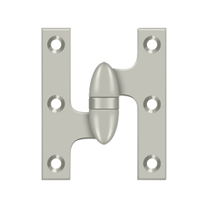 Deltana 3 Inch x 2 1/2 Inch Left Hand, Olive Knuckle Hinge, Brushed Nickel
