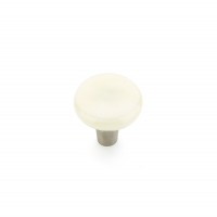 Schaub Ice 1 1/2 inch Round Knob in Ivory Silk with Stainless Steel Stem