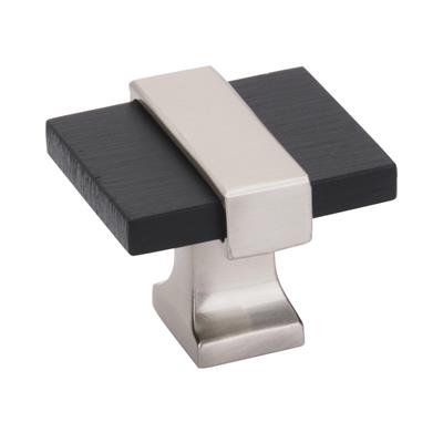 Amerock Overton 1-3/8 Inch Cabinet Knob Brushed Matte Black/Satin Nickel