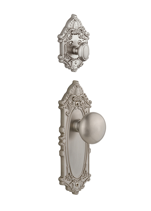 Grandeur Grande Victorian Handleset with Fifth Avenue Knob - (Interior Half Only, with Deadbolt)