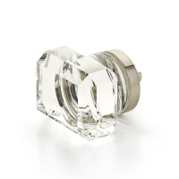 Schaub City Lights 1 3/4 inch Glass Rectangle Knob in Satin Nickel