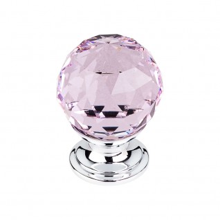 Top Knobs TK117PC Pink Crystal Knob 1 1/8 Inch Polished Chrome