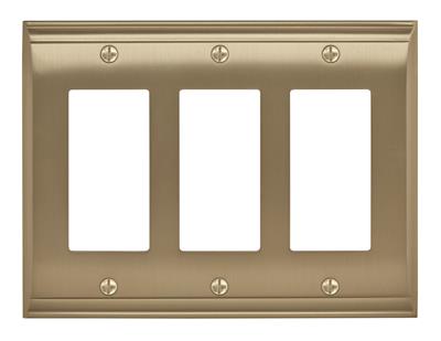 Amerock Candler, 3 Rocker, Decorator Switch Wall Plate, Golden Champagne