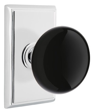 Emtek Ebony Porcelain Knob with Rectangular Rosette