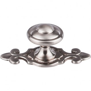 Top Knobs M2135 Britannia Canterbury Knob 1 1/4 Inch w/ Backplate Brushed Satin Nickel