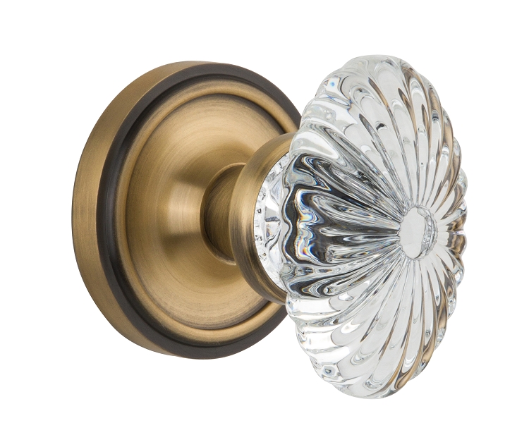 Nostalgic Warehouse Classic Rosette with Oval Fluted Crystal Knob - Mortise Lock
