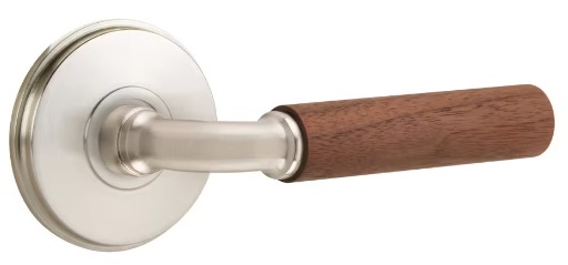 Emtek Walnut Grip R-Bar Style Door Lever with Watford Rosette