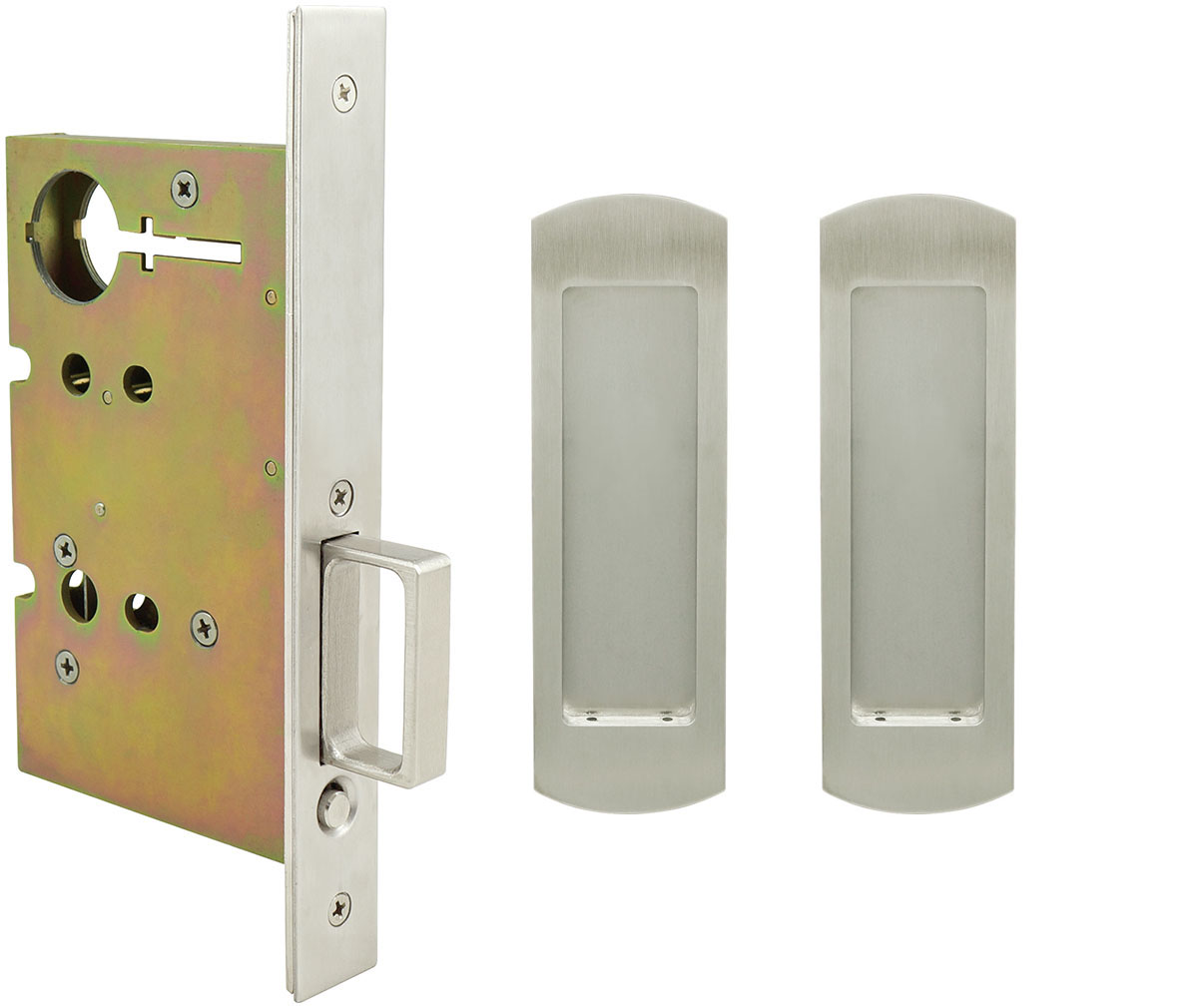 Inox PD8010 Mortise Pocket Door Passage w/ Lockcase, FH29 Linear Flush Pull
