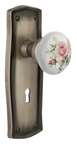 Nostalgic Warehouse Prairie Plate with White/Rose Porcelain Knob