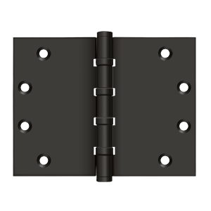 Deltana 4 1/2 x 6 Inch Solid Brass Square Corner Standard, Ball Bearing Hinge - Pair