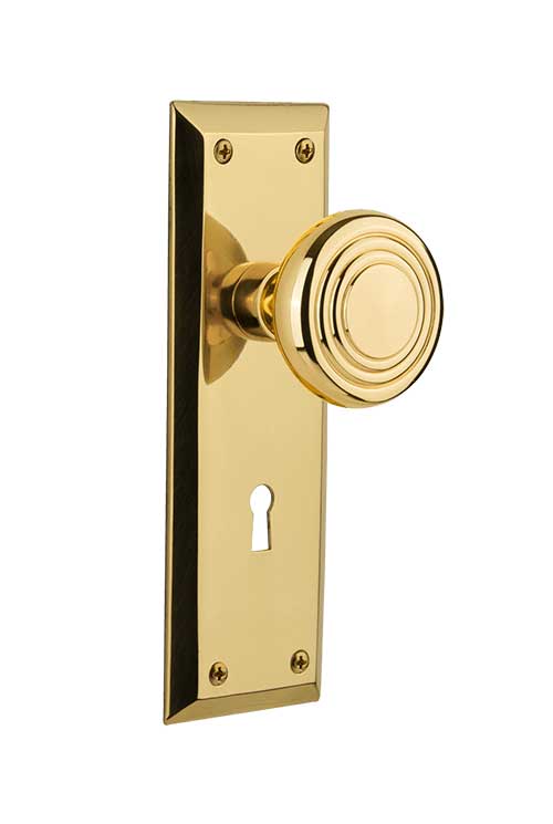 Nostalgic Warehouse New York Plate with Deco Knob - Mortise Lock