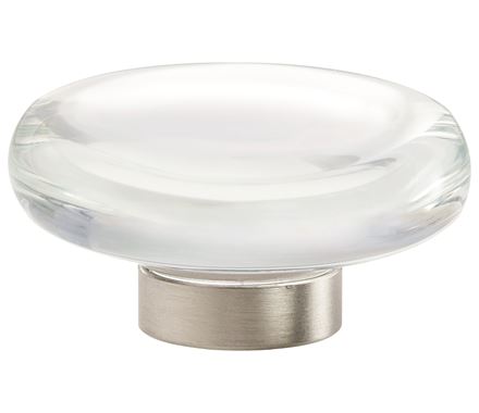 Amerock Glacio 1 3/4 Inch Flat Cabinet Knob Clear/Satin Nickel