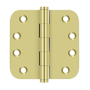 Deltana 4 x 4 Inch Solid Brass 5/8" Radius Corner, Heavy Duty Hinge - Pair