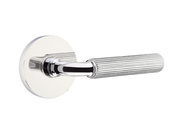 Emtek R-Bar Straight Knurled Door Lever with Disk Rosette