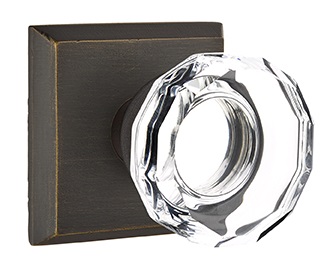 Emtek Lowell Crystal Knob with Sandcast Style 6 Rosette