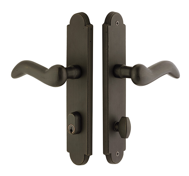 Emtek 10 Inch Sandcast Arched KEYED Sideplate Lock for NON STANDARD Bore Hole