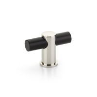 Schaub Fonce 2 inch Diameter T-Knob in Matte Black Bar with Polished Nickel Stem