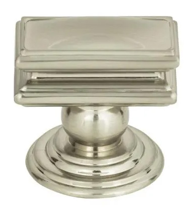 Atlas Homewares Campaign Rectangle Knob 1 1/2 Inch Brushed Nickel
