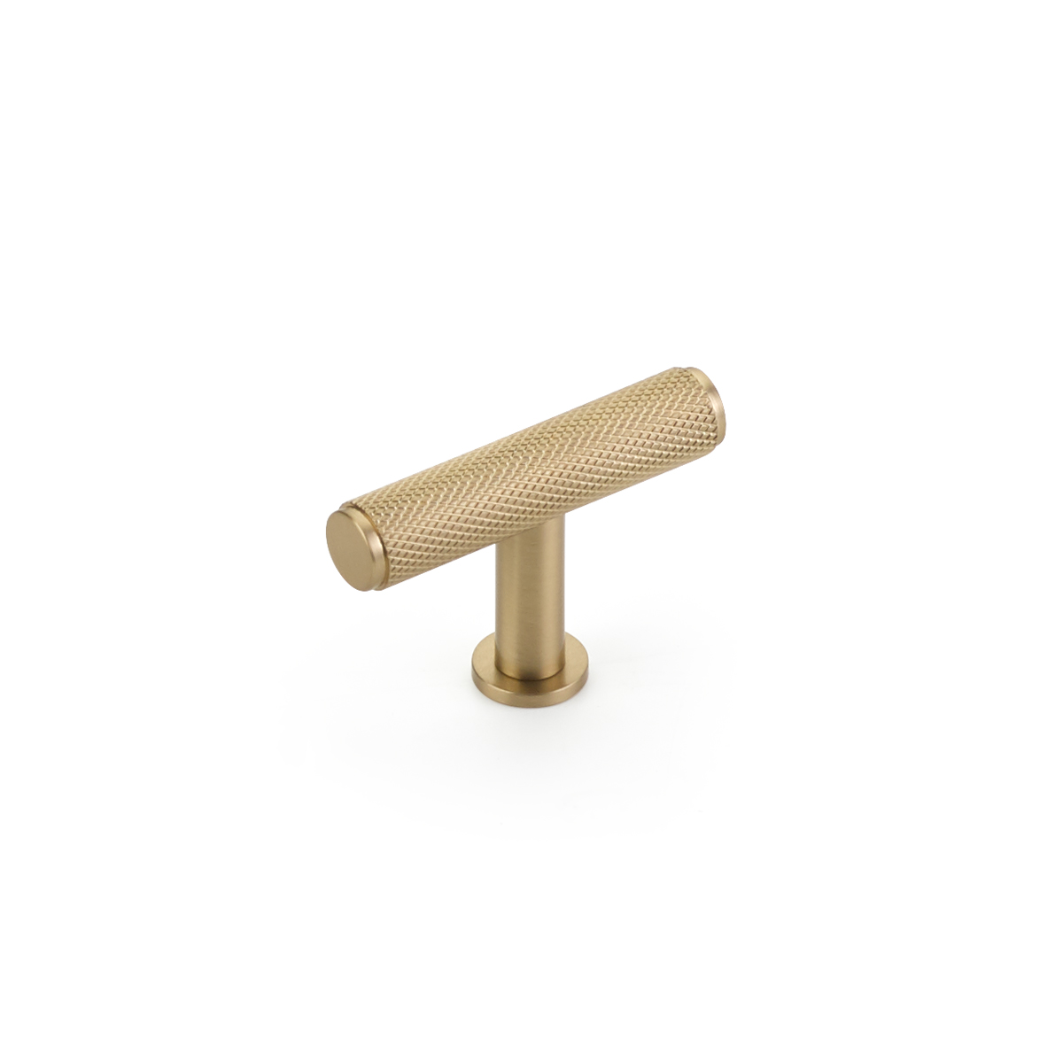 Schaub Pub House, 2 Inch Knurled Signature Satin Brass T-Knob