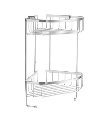 Smedbo Sideline Collection Design Corner Double Level Basket - Polished Chrome