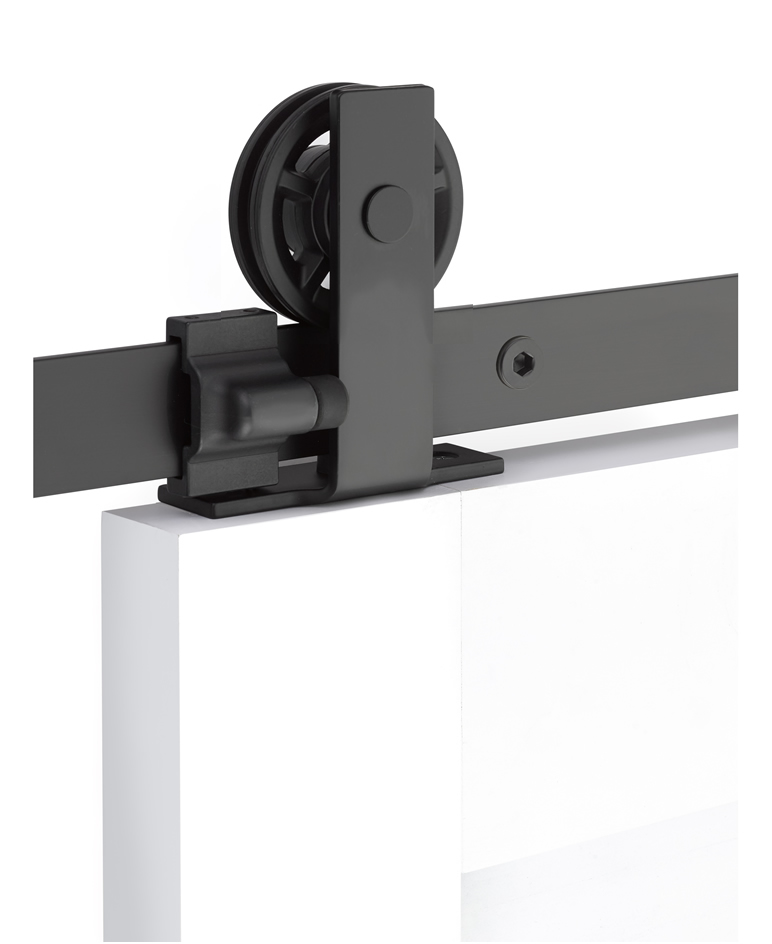 Emtek Modern Rectangular Top Mount Barn Door Kit - Flat Black