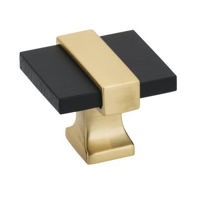 Amerock Overton 1-3/8 Inch Cabinet Knob Brushed Matte Black/Brushed Gold