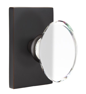 Emtek Hampton Door Knob with Modern Rectangular Rosette