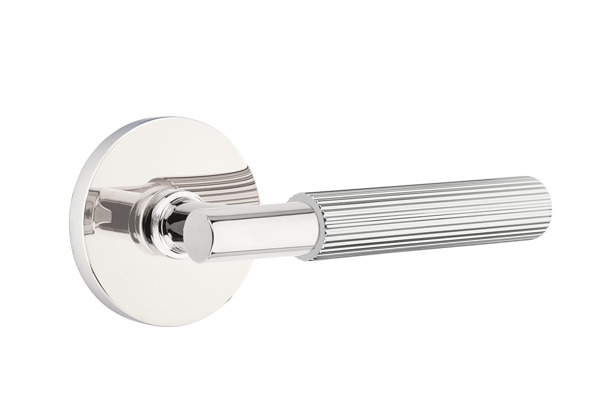 Emtek Straight Knurled T-Bar Style Door Lever with Disk Rosette