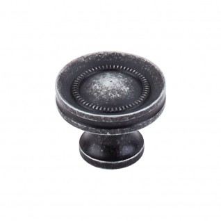 Top Knobs M293 Somerset Button Faced 1 1/4 Inch Cabinet Knob Black Iron