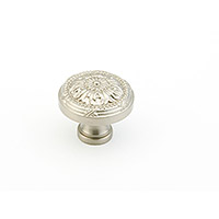 Schaub Versailles Round Knob 1 1/4 inch dia Satin Nickel