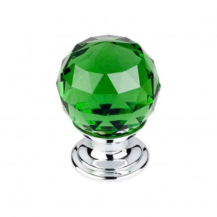 Top Knobs TK119PC Green Crystal Knob 1 1/8 Inch Polished Chrome