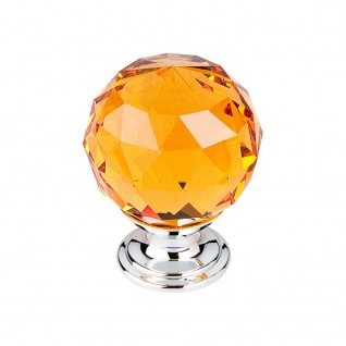 Top Knobs TK112PC Amber Crystal Knob 1 3/8 Inch Polished Chrome