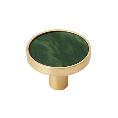 Amerock Accent 1-1/4 Inch Round Cabinet Knob Gold/Emerald Green