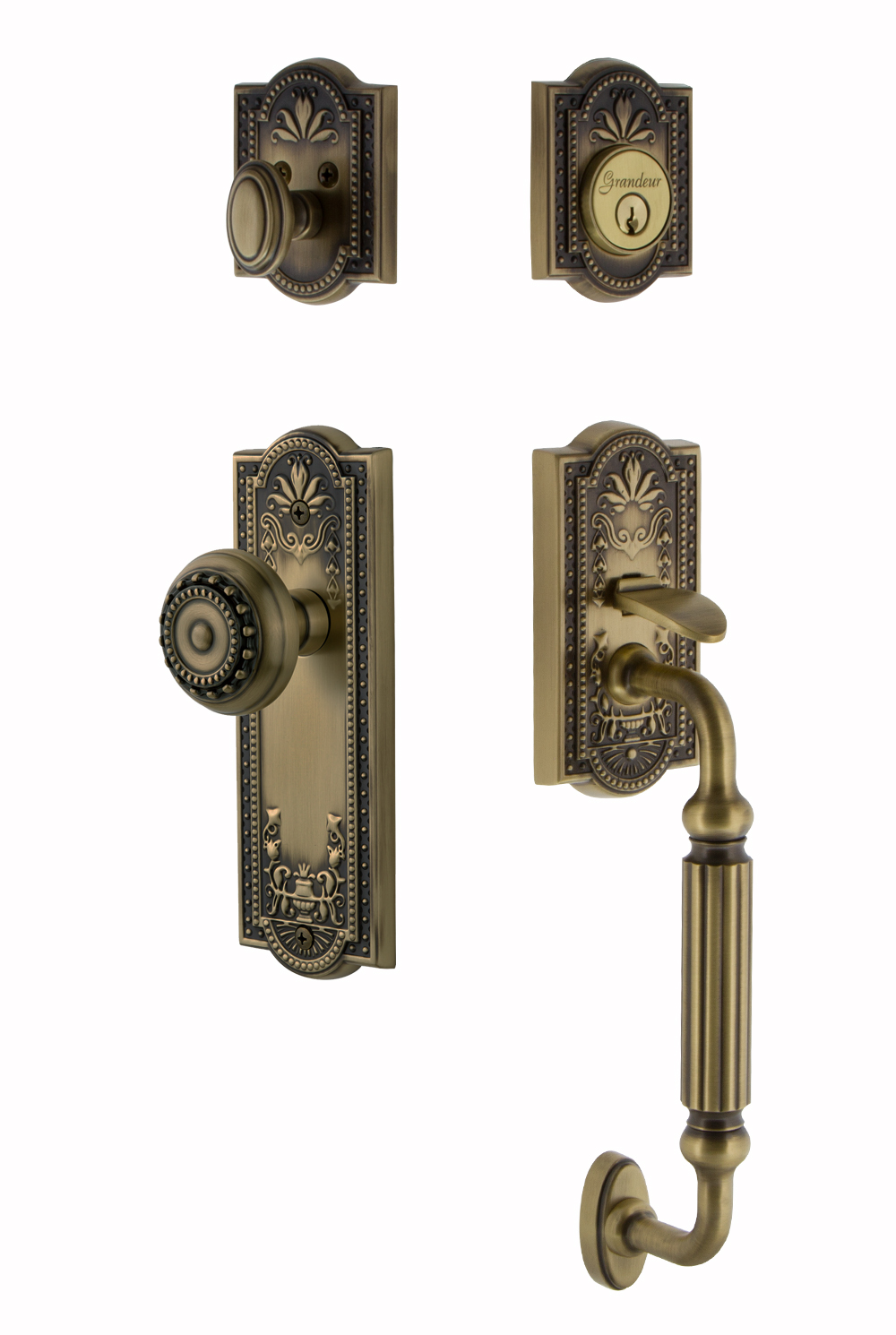 Grandeur Parthenon Handleset with F Grip and Parthenon Interior Plates