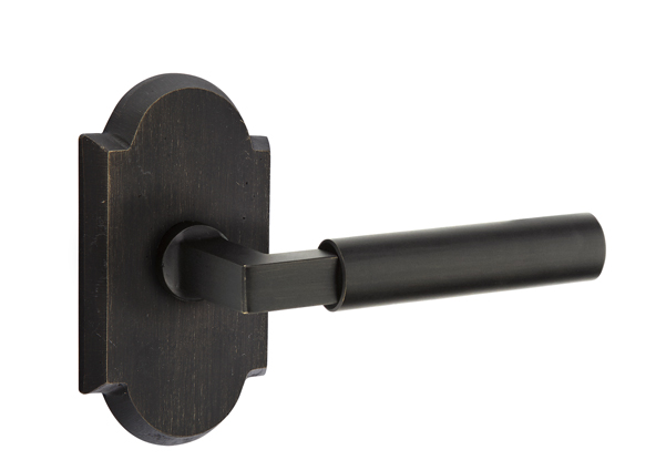 Emtek Sandcast Bronze Bryce Lever Handle with Style 1 Rosette