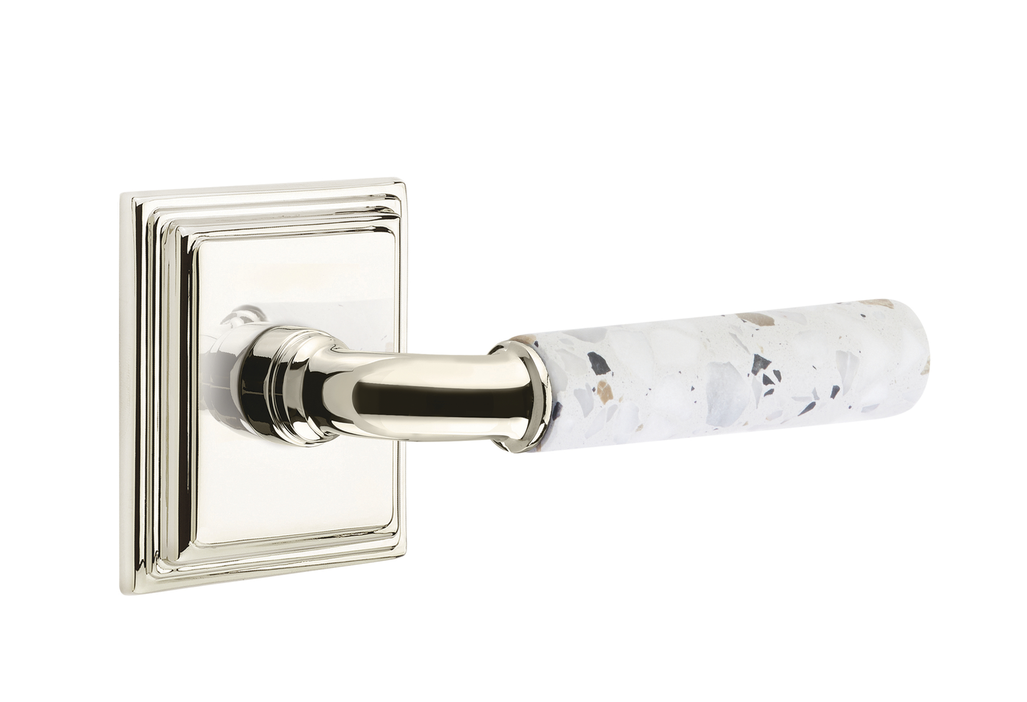 Emtek Terrazzo R-Bar Style Door Lever with Wilshire Rosette