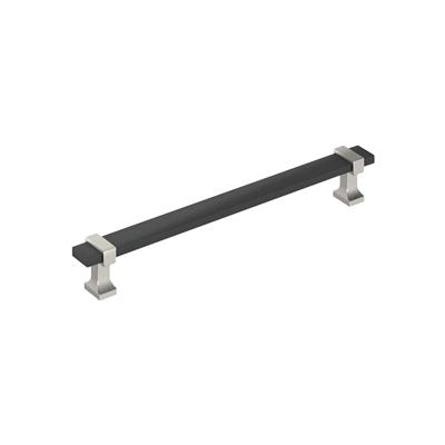 Amerock Overton 7-9/16 Inch cc Cabinet Pull Brushed Matte Black/Satin Nickel