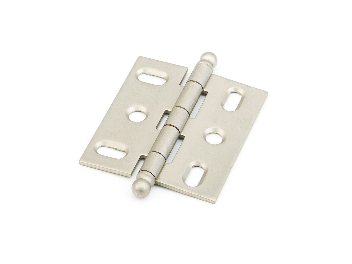 Schaub Ball Tip Mortise, Distressed Nickel Hinge