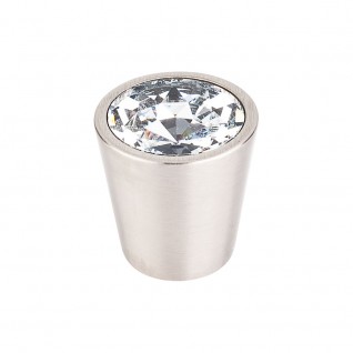 Top Knobs TK135BSN Clear Crystal Center Knob 1 1/16 Inch Brushed Satin Nickel