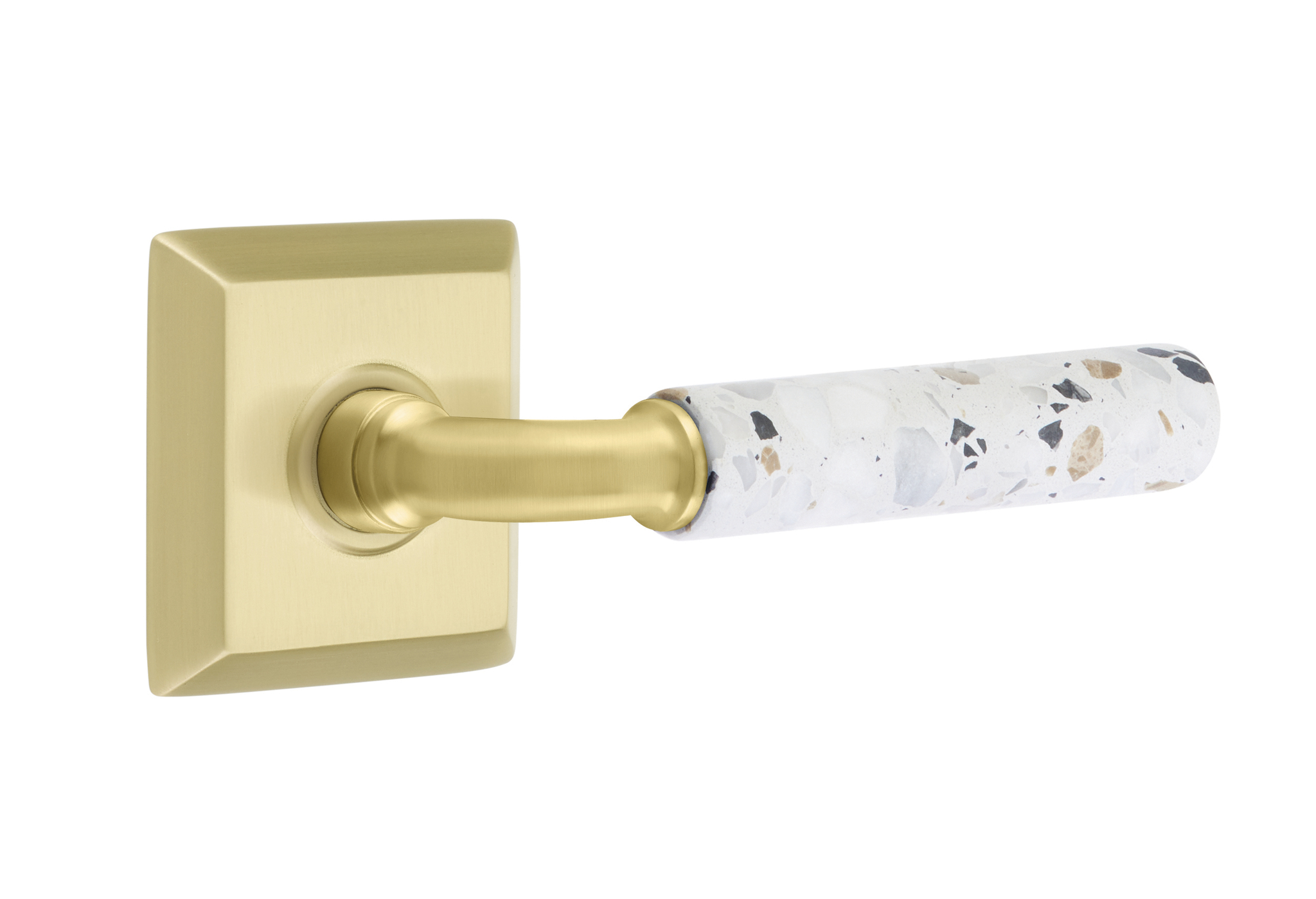 Emtek Terrazzo R-Bar Style Door Lever with Quincy Rosette
